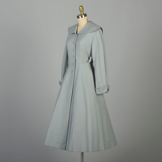 XS 1950s Blue Gray Princess Coat Rhinestone Butto… - image 3