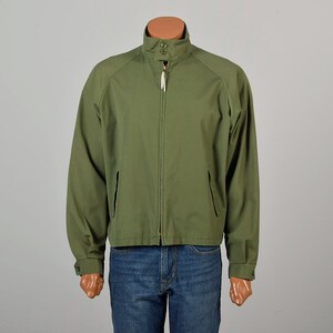 Men's Green Zip-Up Jacket with Stand Collar