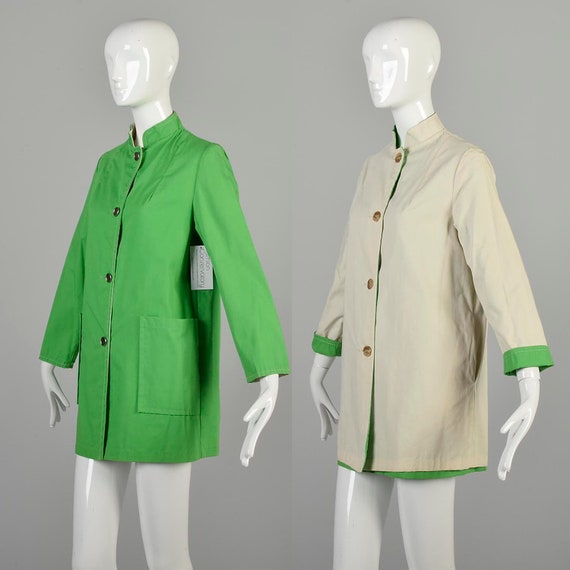 Medium 1960s Mod Jacket Reversible Two Tone Kelly Gre… - Gem