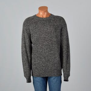 2XL 1980s Burberry Mens Gray Knit Sweater Wool Long Sleeve Sweater Pull Over Wool Separates Menswear 80s Vintage