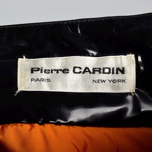 1960s Pierre Cardin Space Age Mod Orange Mohair and Black Vinyl Mini Skirt