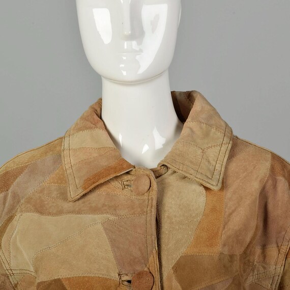 Large 1990s Patchwork Leather Coat - image 6