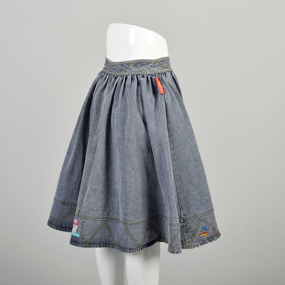 Small 1980s Neomax Skirt Blue Jean Denim Full Ski… - image 4