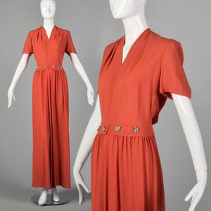 Small 1940s Rayon Dress in Pink Vintage Rayon Gown Vintage 40s Maxi Dress Pink Summer Dress 40s Gown Rayon Crepe Dress