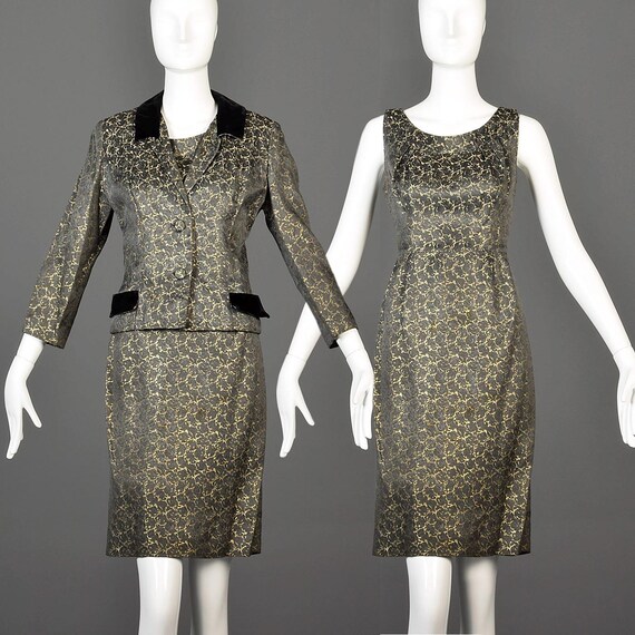Medium 1960s Black Dress Set