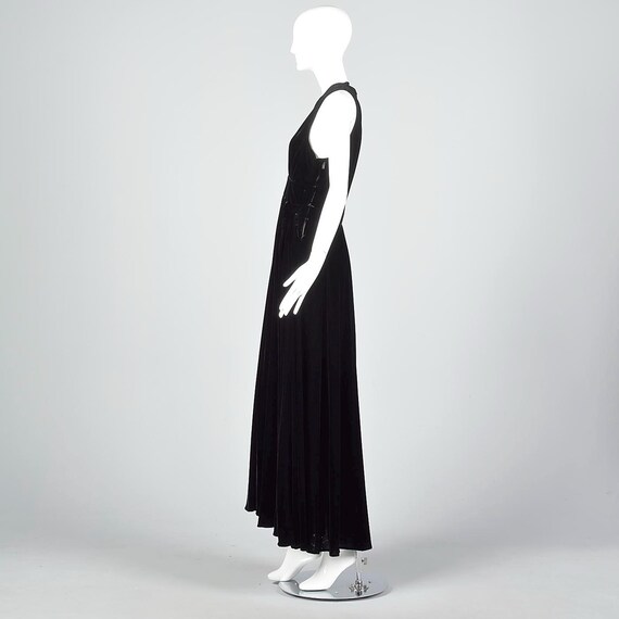 Medium 1930s Formal Gown Black Silk Velvet Evening Dr… - Gem
