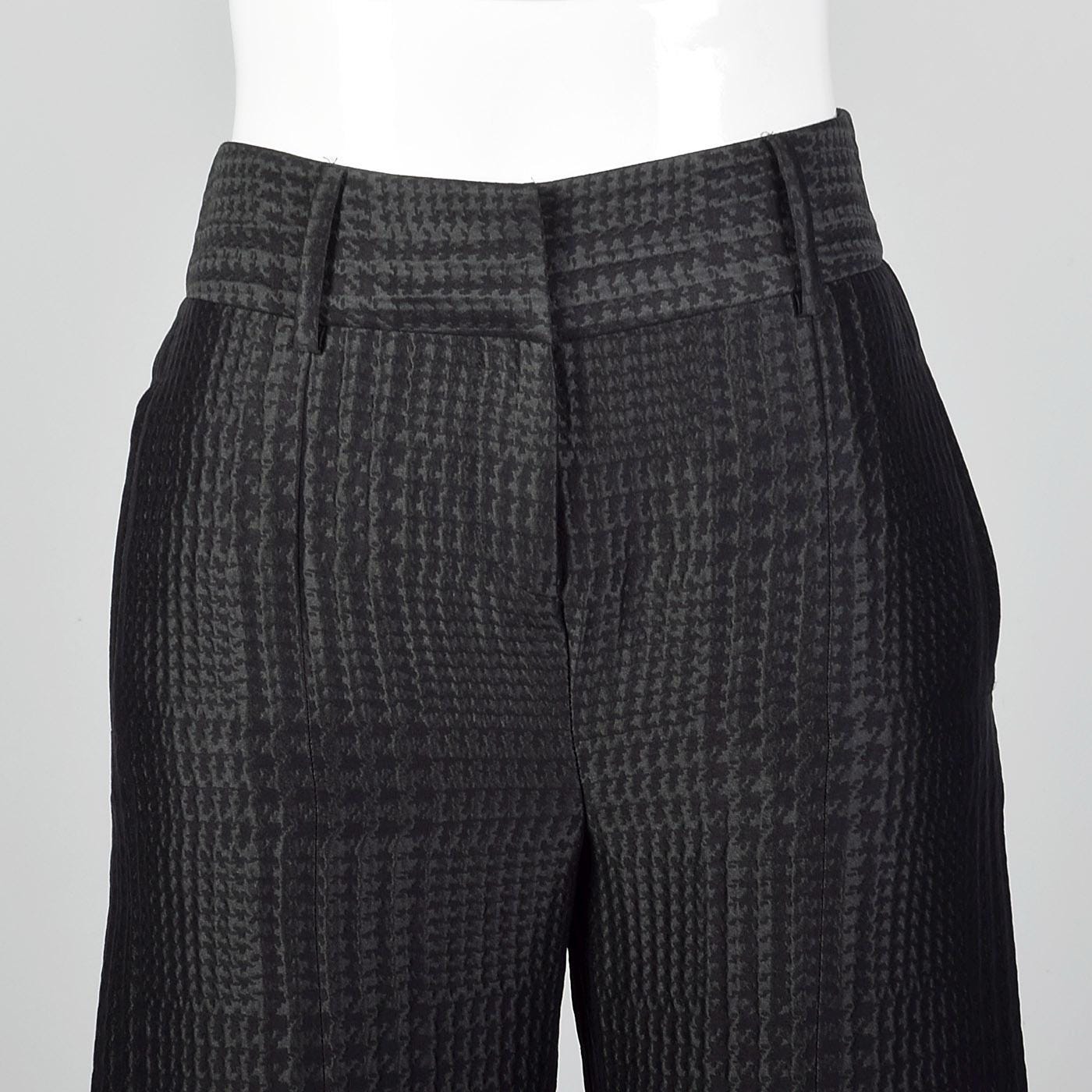 パンツ 90s Giorgio Armani wool wide slacks 52 XS 1990s Giorgio Armani Wide Leg Pants Black on Black Houndstooth