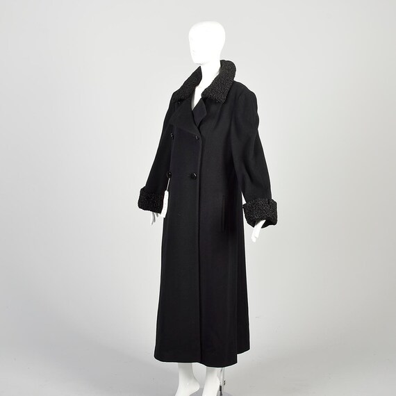Large 1980s Black Wool Cashmere Coat Regency Saks… - image 3