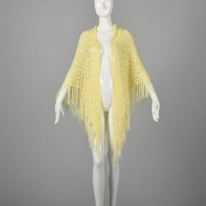Châle au crochet jaune pastel, ensoleillé, doux, bohème chic, automne printemps