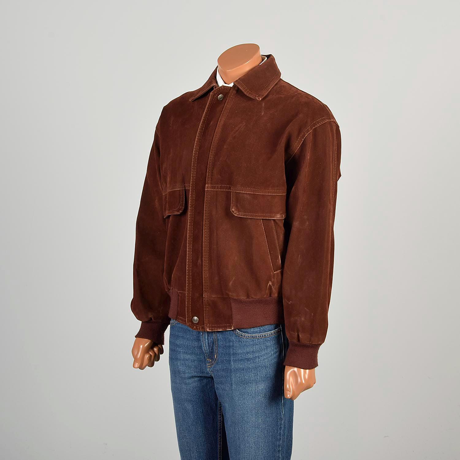 Large Vintage 1990s Brown Velveteen Bomber Jacket Long Large Vintage 1990s Brown Velveteen Bomber Jacket Long