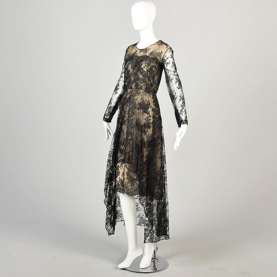 black lace nude illusion dress Black Nude Sequin Illusion High Slit Long Dress Olvi's Lace