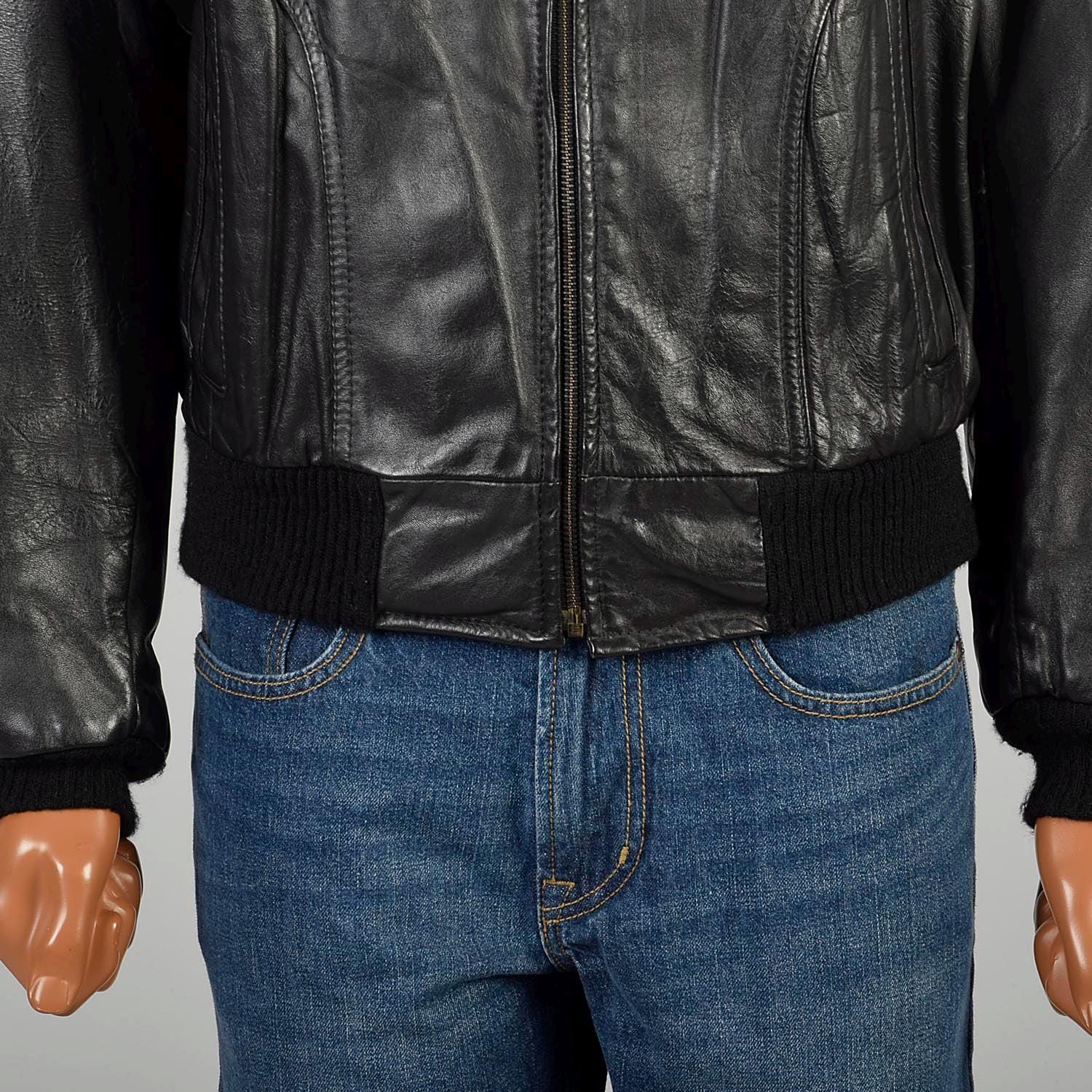 XL Vintage 1980s Classic Black Leather Bomber Jacket Zip Front Ribbed Knit Cuffs & Waistband - Etsy XL Vintage 1980s Classic Black Leather Bomber Jacket Zip Front Ribbed Knit Cuffs & Waistband - Etsy