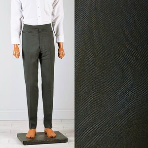 30x29 Deadstock Pants Mens Pants 60s Pants Mod Sharkskin Pants Tapered Pants Skinny Pants Black Leather Trim Pocket Slim Small Vintage Pants