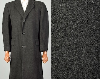 Large Vintage 1950s Charcoal Gray Cashmere Coat Fully Lined Outerwear