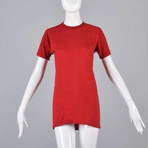 XS Small Unisex Red 1970s T Shirt 70s Tee Shirt Loop Wheel Loopwheel Hippie Boho Casual Short Sleeve Summer Shirt Man Woman Vintage