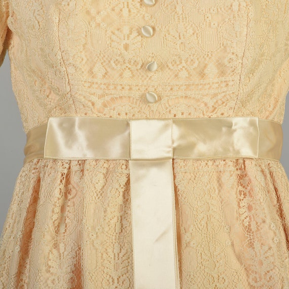 XS 1970s Marshall Fields Cream Wedding Dress Lace… - image 6