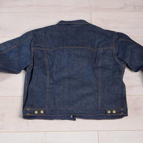 vintage Rare 70s～ denim jacket indigo Sz 44 NOS Deadstock Mens Vintage 70s Selvedge Denim Cotton Jean