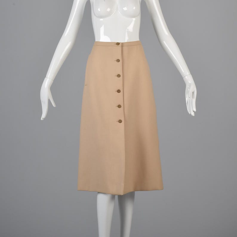 Courreges Minimalist Skirt Coat Set Neutral Tan Classic Designer Separates Outerwear Ensemble image 4