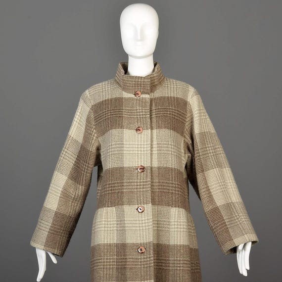 80s Coat Albert Nipon Winter Coat Plaid Coat Stri… - image 8