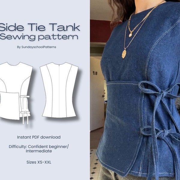 Side Tie Tank Sewing Pattern: Trendy DIY Blouse (PDF Pattern)