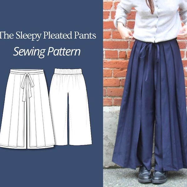 Sleepy Pleated Pants Sewing Pattern | Beginner friendly | Size Inclusive | Instant PDF Download | wide leg
