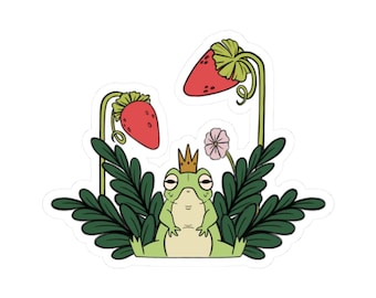 Frog Sticker Sheet | Mini Vinyl Stickers, Cute Frog Decor, Strawberry ...