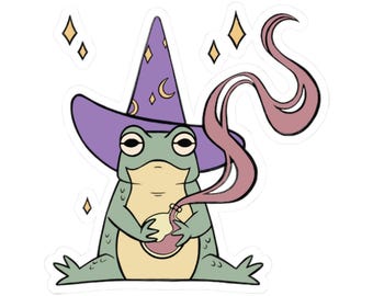Sticker grenouille sorcier mignon, grenouille champignon mignonne, autocollants grenouilles mignons, autocollants pour ordinateur portable, autocollant kawaii
