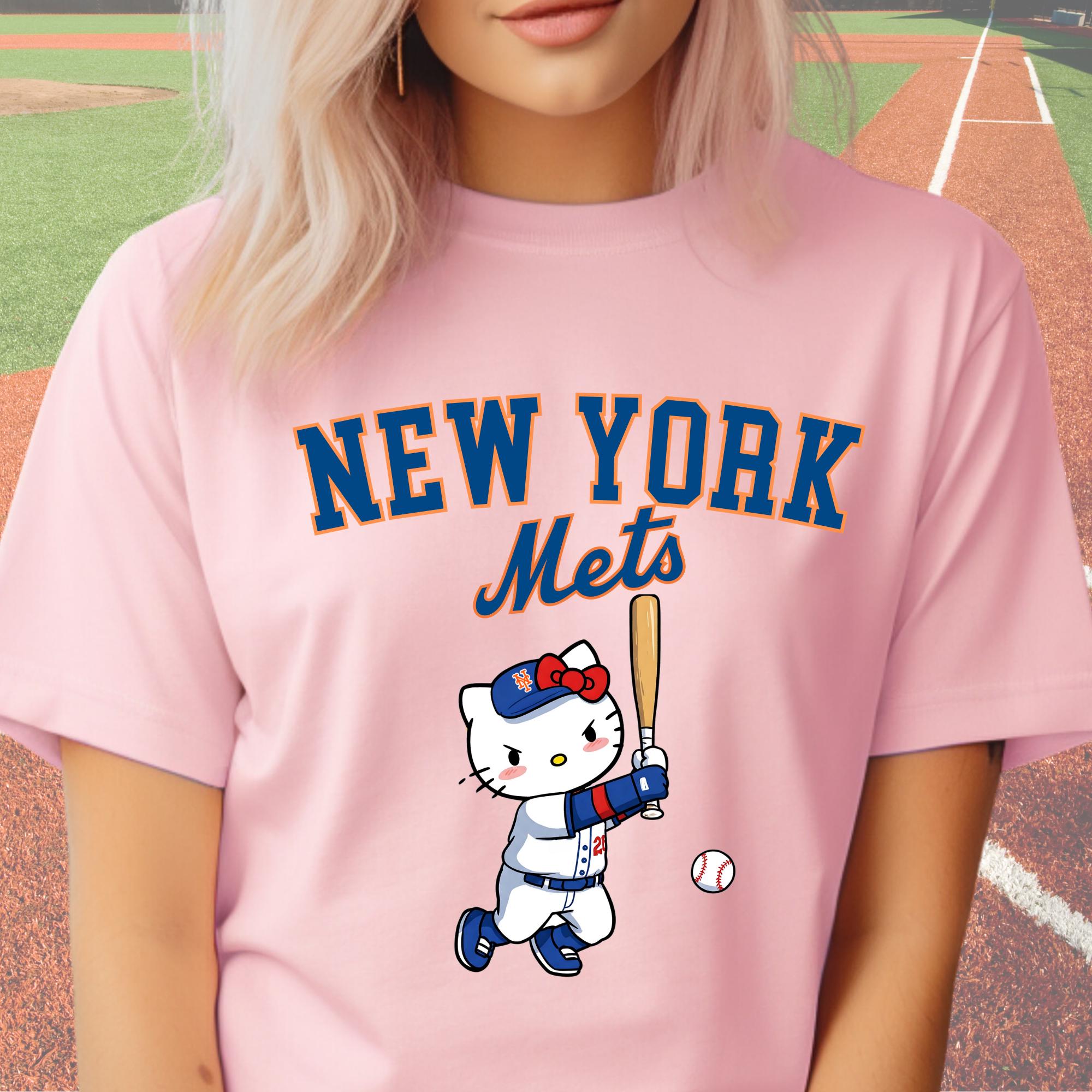 Hello Kitty New York Mets Shirt, NY Mets Hello Kitty Raglan Tee, Hello Kitty Baseball Shirt, Kitty Mets Tank Top,New York Mets Toddler Shirt