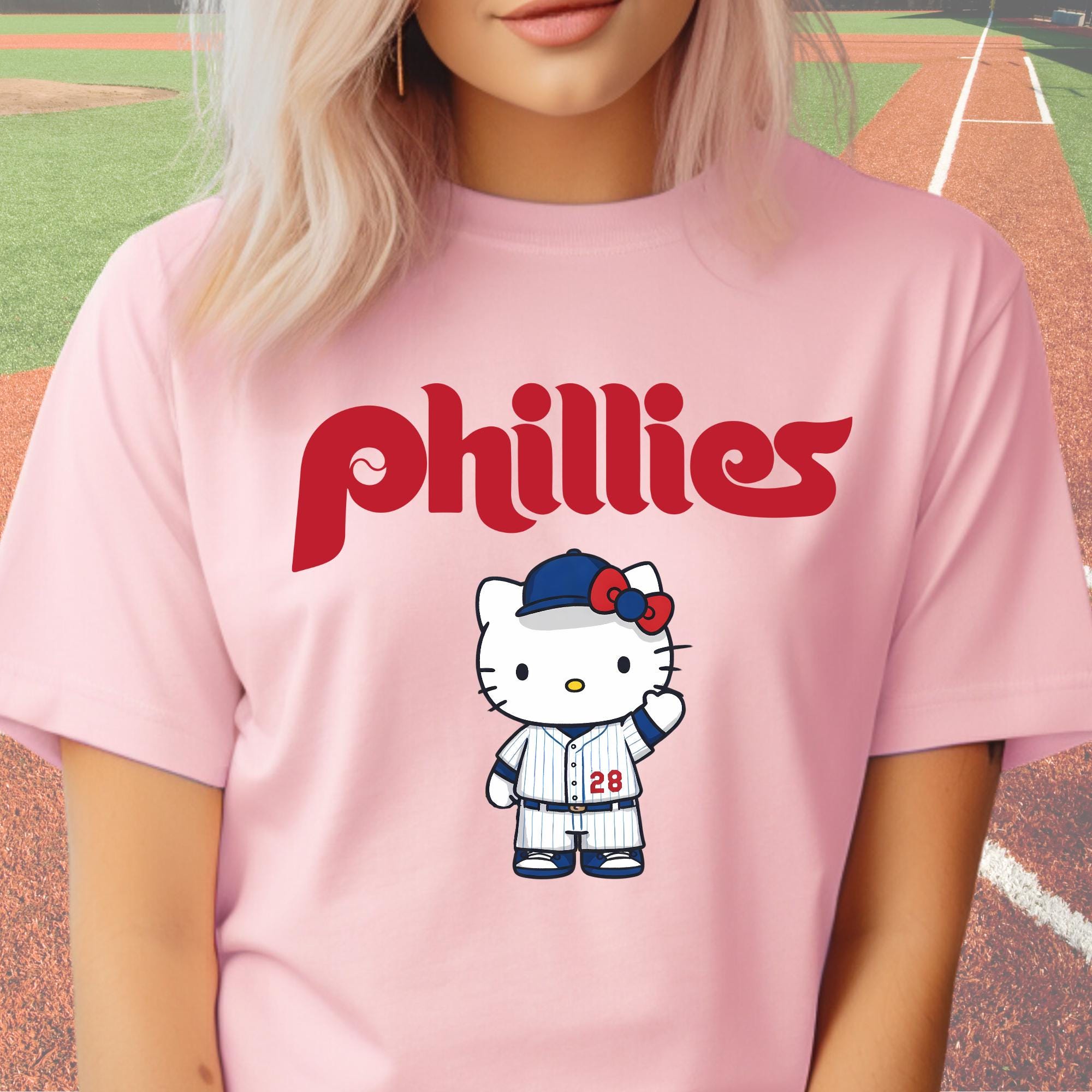Phillies Baseball Hello Kitty Tee, Kawaii Fan T-Shirt for Women, Game Day Outfit Idea, Cute Hello Kitty Philly Tee, Cute Philly Gift for Her