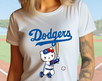 Dodgers Hello Kitty T-shirt, LA Baseball Shirt, Cute Sports