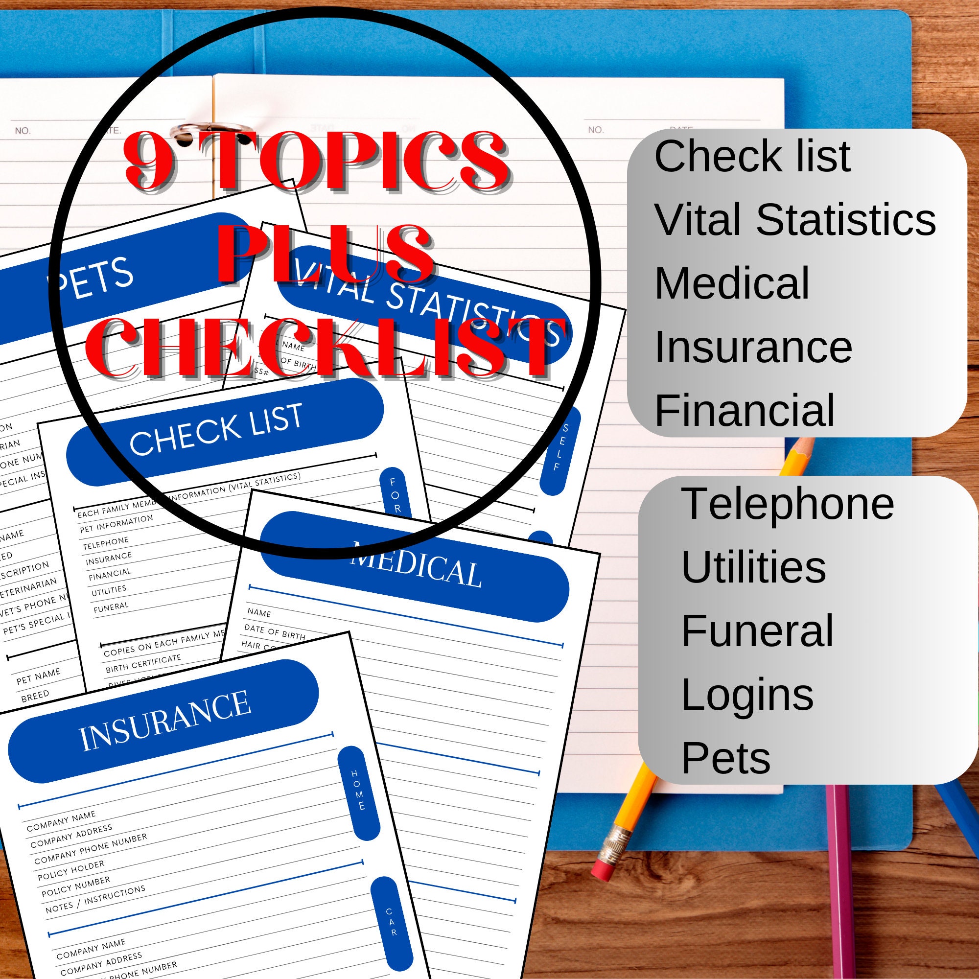 Emergency Binder, Printable Download Forms, Emergency Folder Forms ...