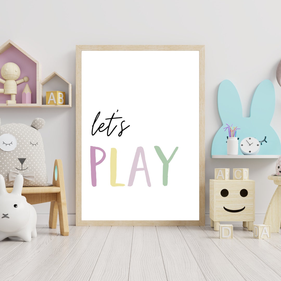 INSTANT DOWNLOAD, Let's Play Wall Art, Playroom Wall Art, Toddler Wall
