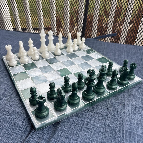 Green and White Set, Resin Chess Set, Customizable