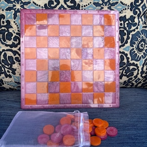Pink and Orange Chess Set, Checker Set, Customizable