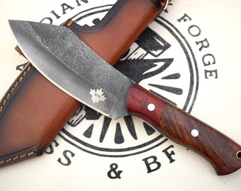 BFK 10 inches hand forged 1095 steel hunting skinning camping bushcraft edc fixed blade knife with iron wood handle gift for men