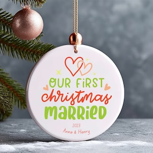 Erstverheiratet Weihnachten Ornament, Mr und Mrs Ornament, unsere erste Weihnachten verheiratet als Mr und Mrs, personalisierte Ornament, Brauch