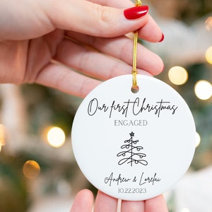 Primer adorno navideño comprometido, Primera Navidad, Adorno comprometido personalizado, Adorno de fecha comprometida, Adorno navideño comprometido, Navidad