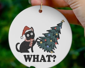 God jul-dekoration, kattjul-dekoration, kattdamens jul, rolig kattjul-dekoration, Mjau-jul, rolig kattjul