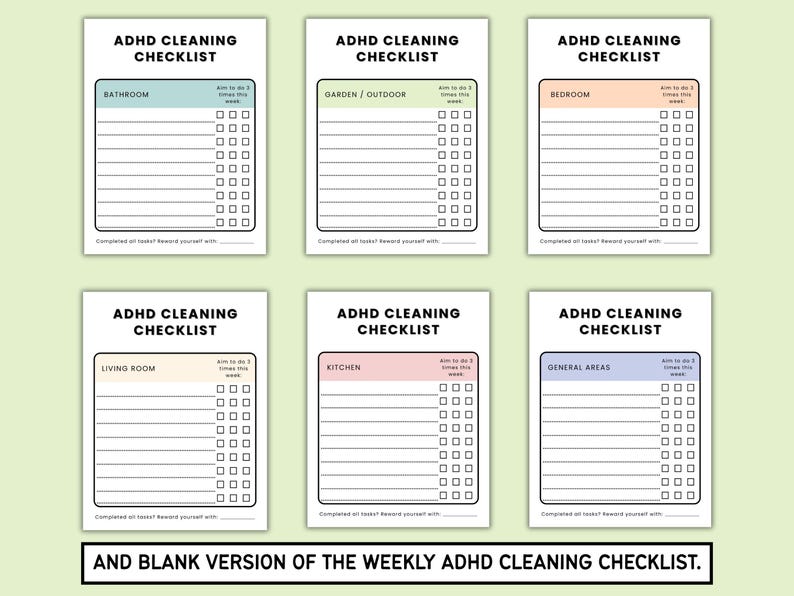 ADHD Cleaning Checklist Garden Edition Printable & Digital PDF