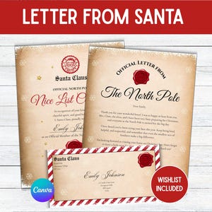 Letter From Santa, Editable North Pole Mail Bundle, Nice List Certificate, Envelope Wrap, Printable Christmas Letter, Instant Download