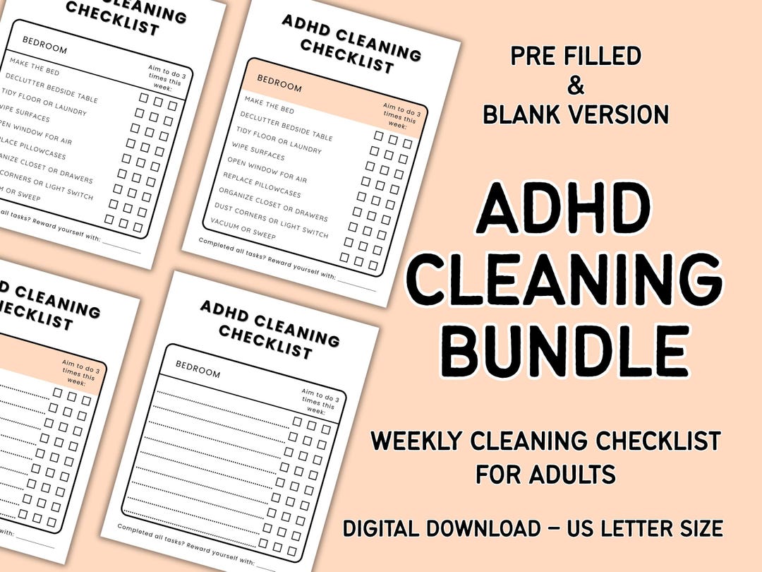 ADHD Cleaning Checklist Bedroom Edition Printable & Digital PDF - Etsy