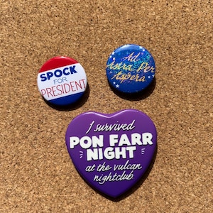 Trekkie Pins, Badges, and Keychain | Space Trek Folks | Nerdy Gift For Sci-Fi Fans