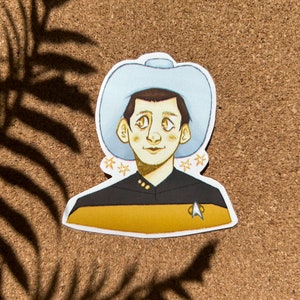 Adesivo TNG Android Robot Cowboy / Space Trek Folks / Regalo nerd per gli appassionati di fantascienza