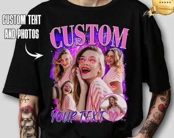 Camiseta Bootleg Rap personalizada, camisa pirata personalizada, personaliza tu propia camisa pirata, camisa con foto personalizada, regalo para novio, regalo de Navidad para marido