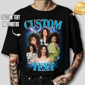 T-shirt de rap bootleg personnalisé, chemise de contrebande personnalisée, personnalisez votre propre chemise de contrebande, chemise photo personnalisée, cadeau de Noël pour mari, chemise de la Saint-Valentin image 1