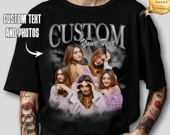 Camiseta Bootleg Rap personalizada, personaliza tu propia camisa pirata, camisa pirata personalizada, camisa con foto personalizada, regalo de Navidad para marido, camisa del día de San Valentín