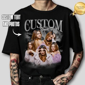 T-shirt de rap bootleg personnalisé, personnalisez votre propre chemise de contrebande, chemise de contrebande personnalisée, chemise photo personnalisée, cadeau de Noël pour mari, chemise de Saint-Valentin image 1