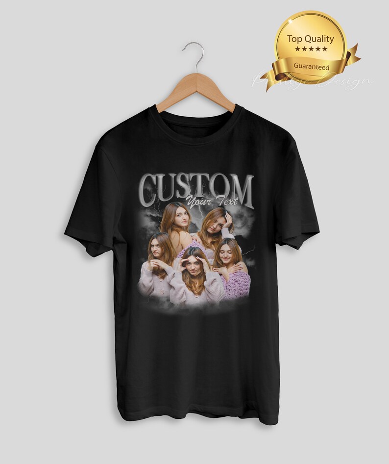 Custom Bootleg Rap Tee, custom your own bootleg shirt, custom bootleg shirt, custom photo shirt, husband christmas gift, valentine day shirt Black