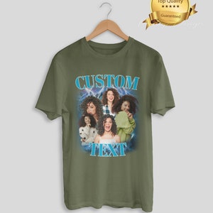 Custom Bootleg Rap Tee, Personalisiertes Bootleg Shirt, Personalisiertes Foto Shirt, Weihnachtsgeschenk für den Ehemann, Valentinstag Shirt Military Green