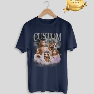 Custom Bootleg Rap Tee, custom your own bootleg shirt, custom bootleg shirt, custom photo shirt, husband christmas gift, valentine day shirt Navy